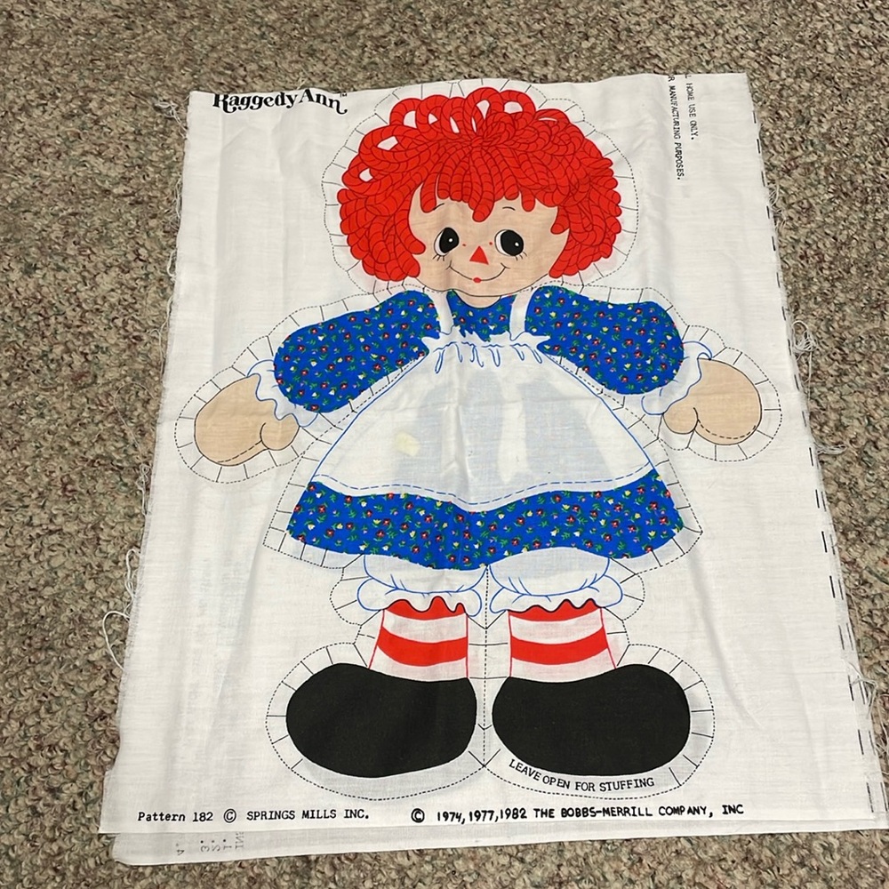 Vintage 70s raggedy Ann pattern for homemade doll